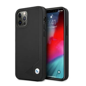 BMW iPhone 12 Pro Max Case Leather Deboss, Black