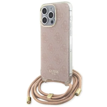 Apple iPhone 15 Pro Max 6.7'' Guess Crossbody Cord 4G Print Case Cover, Pink