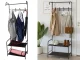 Freestanding Clothes Rack with 2 Shoe Shelves, 165x60cm