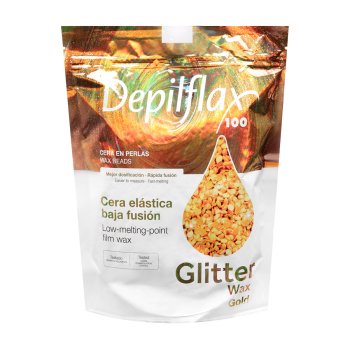 Elastic Depilatory Wax Depilflax 100 Low Melting Point 1000g, Pearl Gold