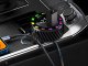 Car Charger USB-C 15W + USB-A 15W with 3-in-1 Cable and Display, Black