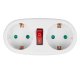 Maclean MCE338 F Electric Socket Splitter with Switch, 2 Sockets, Type F, White