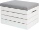 Iso Trade Wooden Pouf with Storage Box, White/Grey