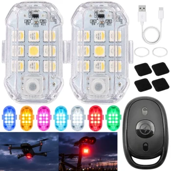 Wireless LED Strobe Lights with Remote, 7 Colors, 2 Pcs