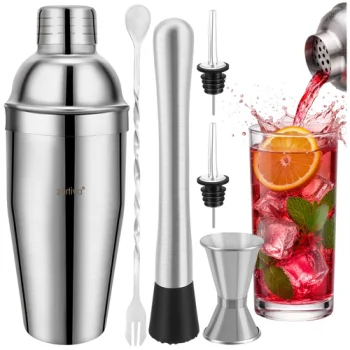Bartender Cocktail Making Set Zortiva 6-in-1 with 700 ml Shaker, Silver