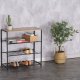 Shoe Rack ModernHome 3-Tier Industrial Stand with Wood Top for Entryway, Black