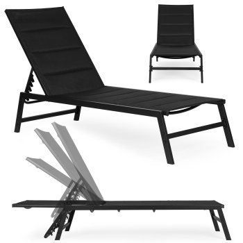 Adjustable Garden Sun Lounger Steel Frame MultiGarden, Black