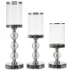 Ruhhy Set of 3 Glamour Candlesticks, Silver