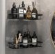 Set of 2 Bathroom Shower Shelves, Black