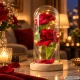 Eternal Rose in Glass with Glowing LED Light (Two Red Roses)