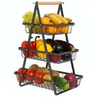 3-Tier Metal Kitchen Organizer Rack Fruit and Vegetable Basket Stand