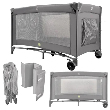 Foldable Travel Cot and Playpen 2 in 1 with Mattress, 60x120 cm, Grey