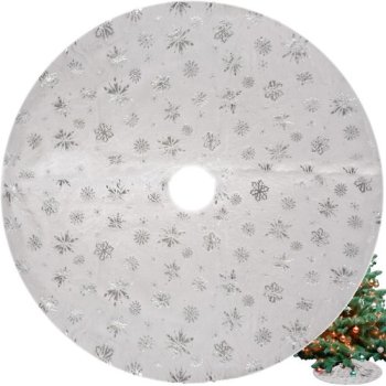 Fluffy Christmas Tree Skirt 78 cm Ruhhy 22223, White and Silver