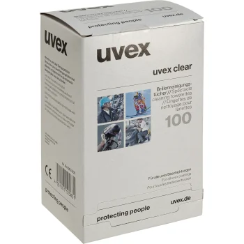 uvex Lens Cleaning Towelettes, 100 pcs., White
