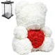 Rose Bear Teddy with Heart and LED Lights 23 cm, White & Red