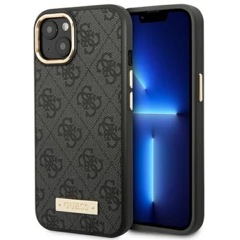 Guess 4G Logo Plate MagSafe Case for iPhone 14 Plus - Black