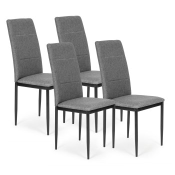 Set of 4 Modern Dining Chairs Fabric Upholstery ModernHome, Gray
