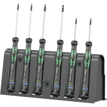 Wera 2052/6 Screwdriver Set for Electronics with Rack, 6 Pieces