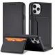 Magnet Card Case Wallet Book Cover with Card Holder and Stand for iPhone 12 Pro, Black