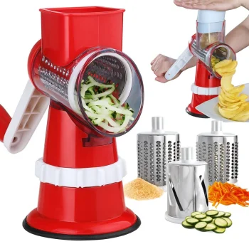 Rotary Vegetable and Cheese Grater with 3 Drum Blades