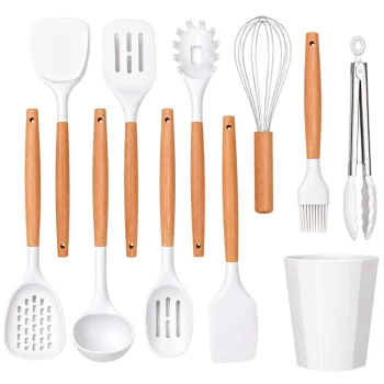 Silicone Kitchen Utensil Set, 11 Pieces, White