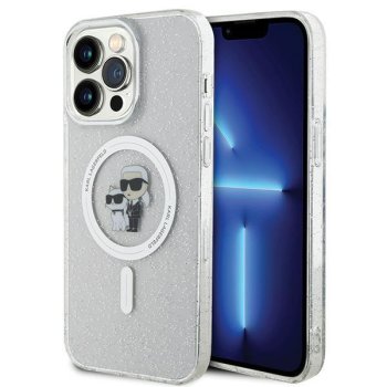 Apple iPhone 14 Pro Max 6.7" Karl Lagerfeld Karl&Choupette Glitter MagSafe Case Cover (KLHMP14XHGKCNOT), Silver