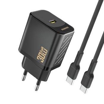 Dudao A27PCEU PD 30W GaN USB-C Wall Charger with USB-C Cable - Black