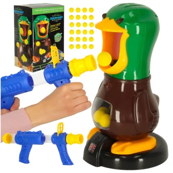 Hungry Duck Target Shooting Game with 2 Toy Guns and 24 Foam Balls