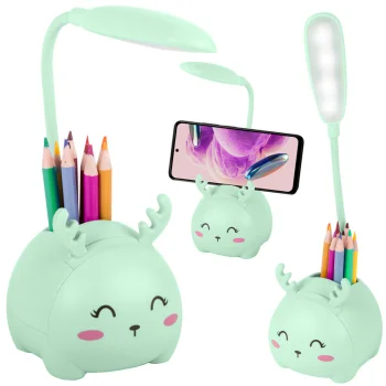 Kids LED Night Light with Organizer and Phone Stand, Green