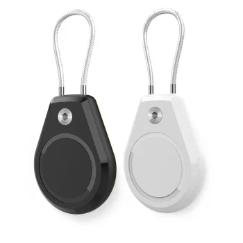 Waterproof Case for Apple AirTag with Steel Cable, 2-Pack, Black and White