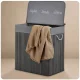 Massido 150L Bamboo Laundry Basket with Lid and 3 Compartments