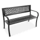 Metal Garden Bench with Openwork Backrest for Patio Terrace, Black