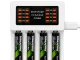 Maxday C704B3 AA/AAA Battery Charger, USB-C, LCD, White