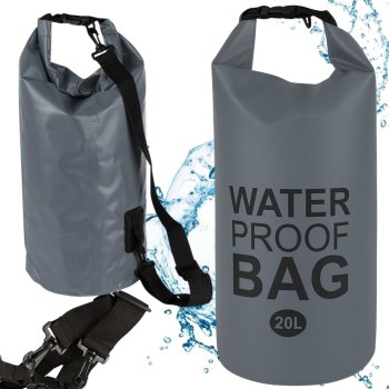 Waterproof dry bag backpack for kayak, 20L, grey