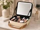 Travel Cosmetic Case with Detachable LED Mirror, Ecru