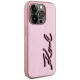 Karl Lagerfeld iPhone 15 Pro Max Case Wrinkled Metal Signature, Pink