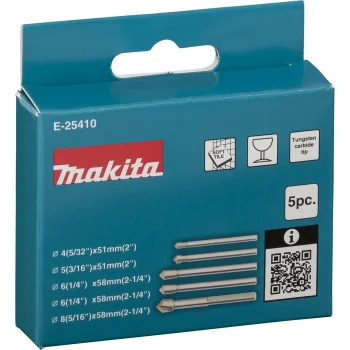 Makita E-25410 Glass & Tile Drill Bit Set, 5 pcs.