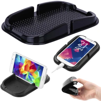 Anti-Slip Silicone Dashboard Mat for Phone and Small Items, Black