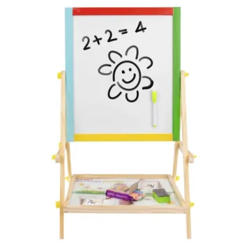 Children's Double-sided Magnetic Wooden Drawing Board with Accessories, 65cm