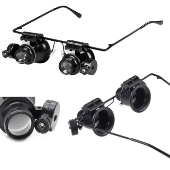 Watchmaker Magnifying Glasses with LED Light 20x 15mm, Black