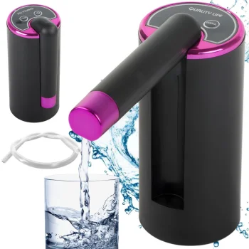 Electric Water Pump USB Foldable Dispenser for Bottles, Black