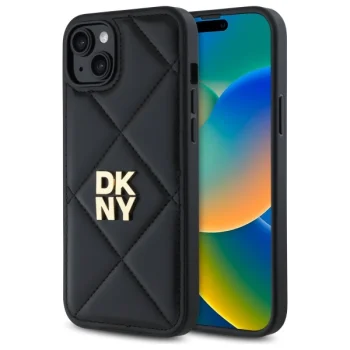 DKNY iPhone 15 Plus Case Quilted Stack Logo, Black