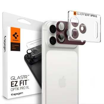Spigen Optik Pro XL Glas.tR EZ Fit Camera Protector Glass for iPhone 18 Pro, Dark Cherry