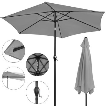 Adjustable Tilting Garden Patio Umbrella 210 cm, Grey