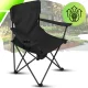 Folding Camping Chair with Armrests and Cup Holder, Black