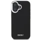 DKNY iPhone 16 Case Plain Silver Logo MagSafe, Black