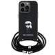 Karl Lagerfeld iPhone 15 Pro Case Saffiano Ikonik Monogram Crossbody, Black