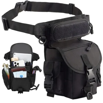 Tactical Drop Leg Waist Bag, 6 Pockets, Black
