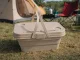 Collapsible Silicone Picnic Basket and Portable Table, Beige