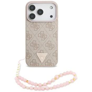 Guess 4G Strap Triangle Logo MagSafe Case for iPhone 17 Pro, Pink